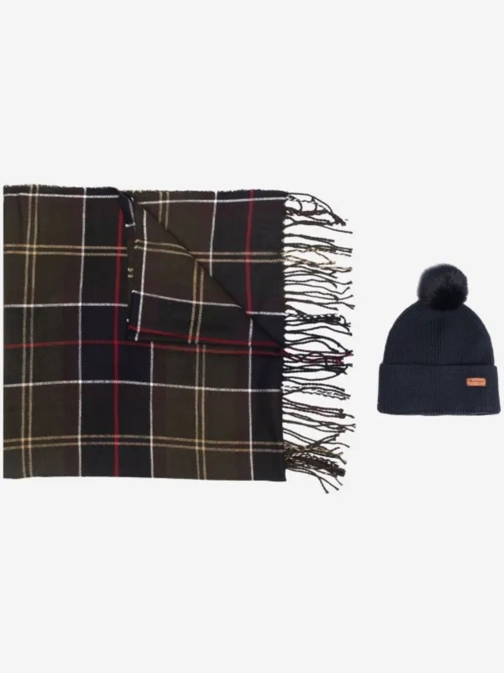 Barbour Dover & Hailes tartan-pattern scarf and beanie hat set